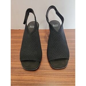 Eileen Fisher Vero Cuoio Sz 6 Black Stretch Knit Slingback Heels